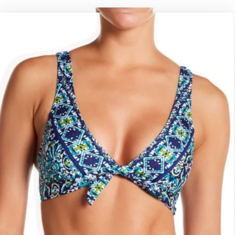 NWT LA BLANCA TUVALU TIE FRONT SWIM TOP